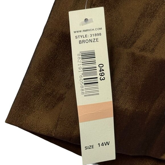 R&M Richards Bronze Metallic Top Womens 14W Tie Waist Zip Back *READ FLAW* NWT - Picture 4 of 10